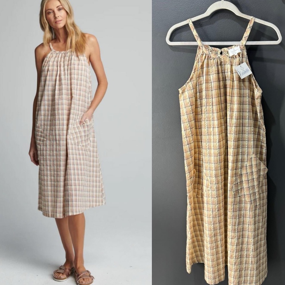 sundays Geo Midi dress Beige Size Medium NWTS - Picture 9 of 9